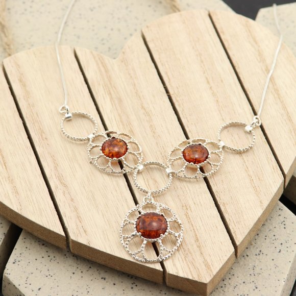 Sterling silver necklace, silver necklace with natural Baltic amber - Picture 12 of 12